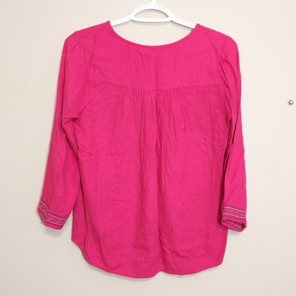 🌹Lucky Brand Aztec Boho Embroidered Pink Top XS - Picture 3 of 6
